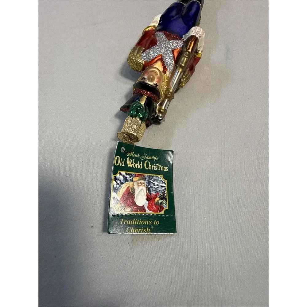 Old World Christmas Toy Soldier Nutcracker Glass Ornament with Tag